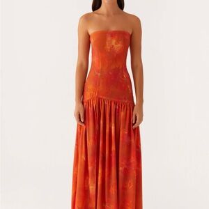 Peppermayo Orange Strapless Dress